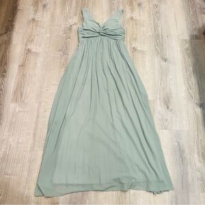 Lulus Sage Green Twist Front Maxi Dress with Pockets Size L